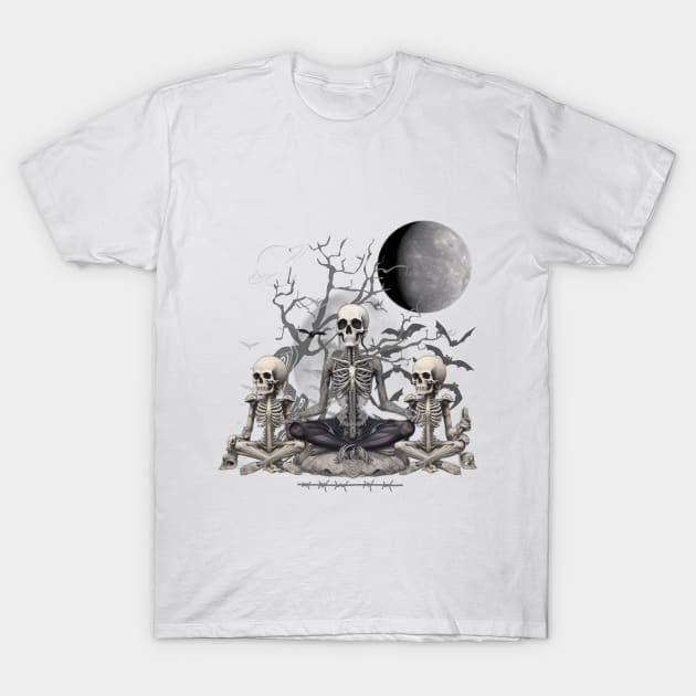 Meditating Skeleton T-Shirt by WOLVES STORE